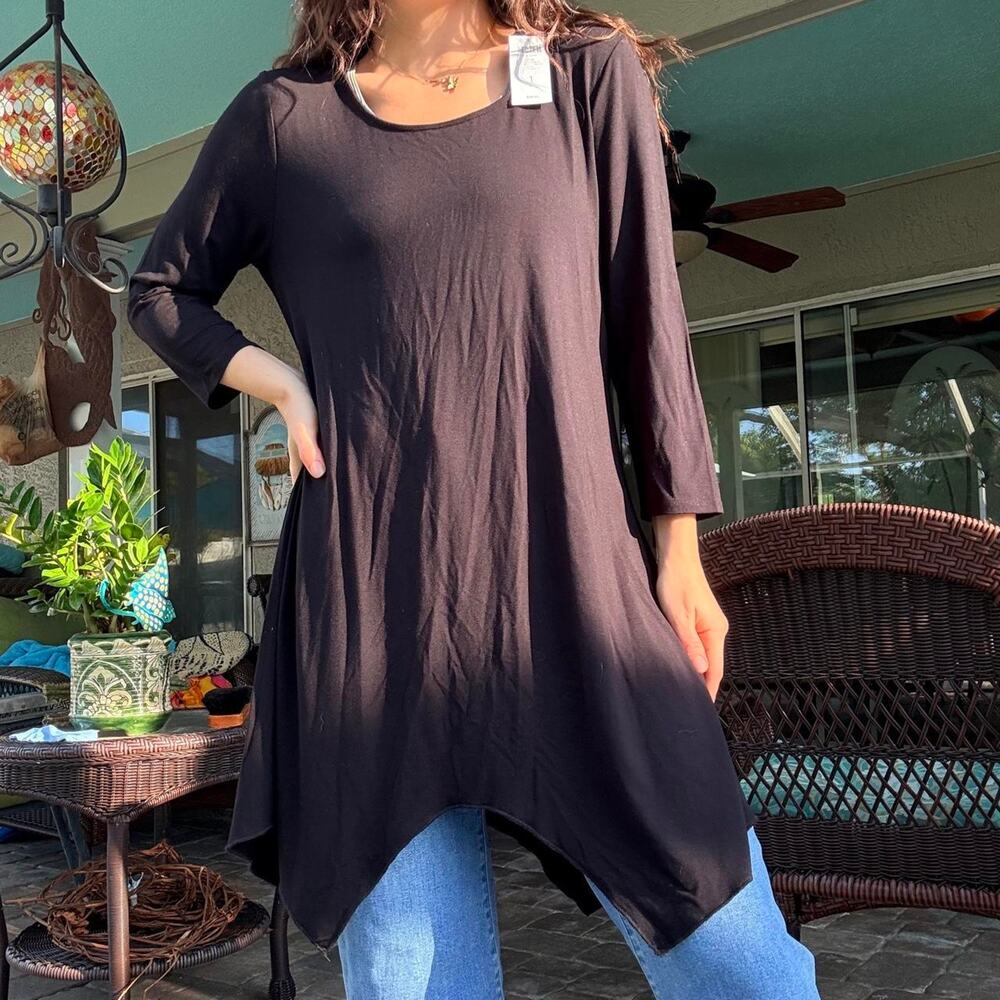 NEW Chico's Black Asymmetrical Tunic Dress